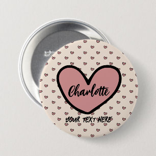 Stylist Niedlich Sweet Red Heart Pattern Monogramm Button