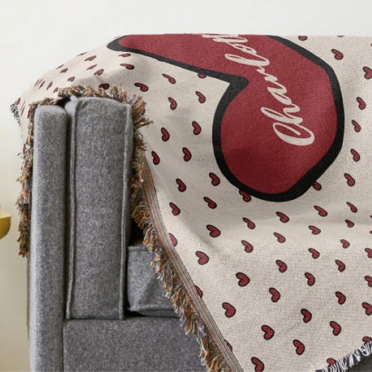 Stylist Niedliches Herzmuster Monogramm Personalis Decke