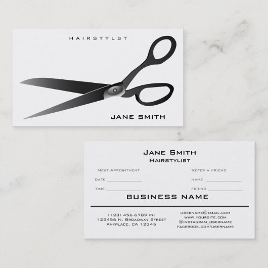 Stylist oder Barber (Schere) Terminkarte (Vorne/Hinten)