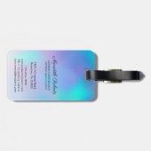 Stylist Opal Blue auf Schwarz Monogramm Gepäckanhänger (Rückseite horizontal)