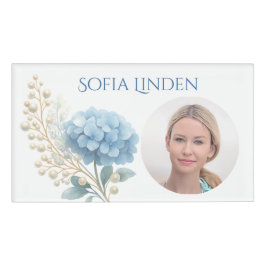 Stylist Powder Blue Hydrangea Wasserfarbe Namenschild