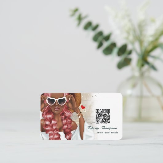 Stylist QR Code Business Car Visitenkarte (Stehend Vorderseite)