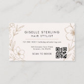 Stylist QR Code Floral Visitenkarte (Rückseite)