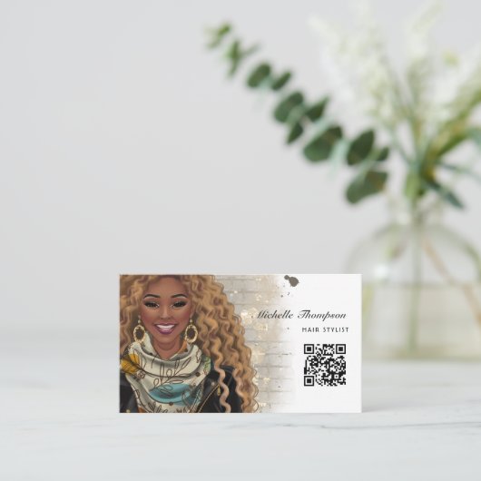 Stylist QR Code Visitenkarte (Stehend Vorderseite)