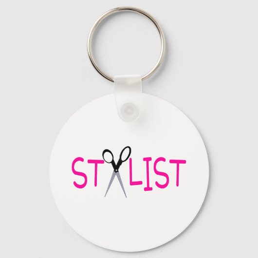Stylist Rosa mit Schere Schlüsselanhänger (Vorderseite)
