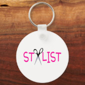 Stylist Rosa mit Schere Schlüsselanhänger (Vorderseite)