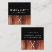 Stylist Rustic Wood Shears Logo Quadratische Visitenkarte (Vorne/Hinten)