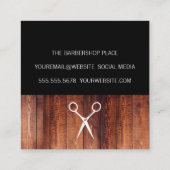 Stylist Rustic Wood Shears Logo Quadratische Visitenkarte (Rückseite)