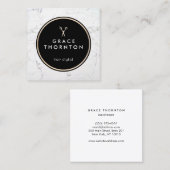 Stylist-Schere aus weißem Marmor Quadratische Visitenkarte (Vorne/Hinten)