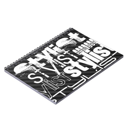 Stylist; schwarz und dunkelgraue Streifen Notizblock (Linke Seite)