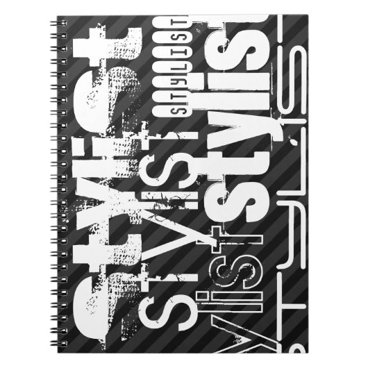 Stylist; schwarz und dunkelgraue Streifen Notizblock (Vorderseite)