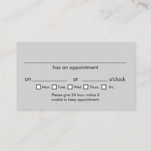 Stylist Silver Ernennung Visitenkarte (Rückseite)