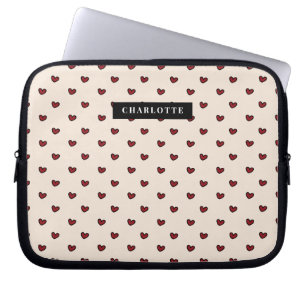 Stylist Süßes rotes Herz Muster Monogramm Geschenk Laptopschutzhülle