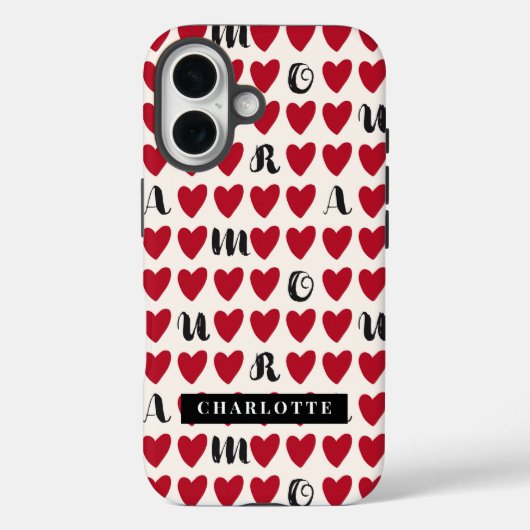 Stylist Sweet Heart Pattern Monogram iPhone Case (Rückseite)