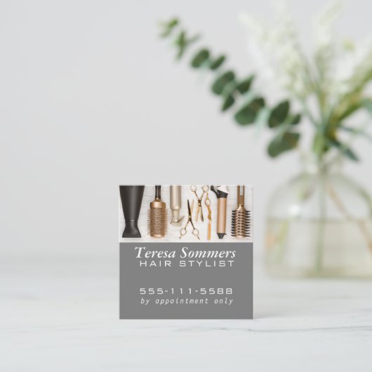 Stylist Tools Modermodern Quadratische Visitenkarte (Stehend Vorderseite)