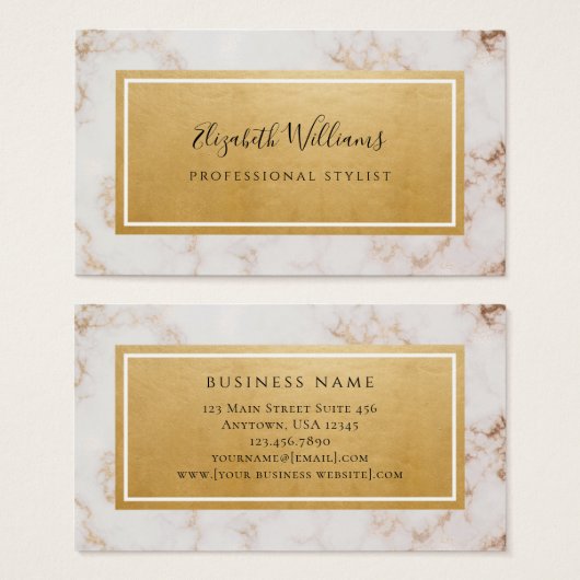 Stylist-Visitenkarten für rosa Goldmarbor (Vorne & Hinten)