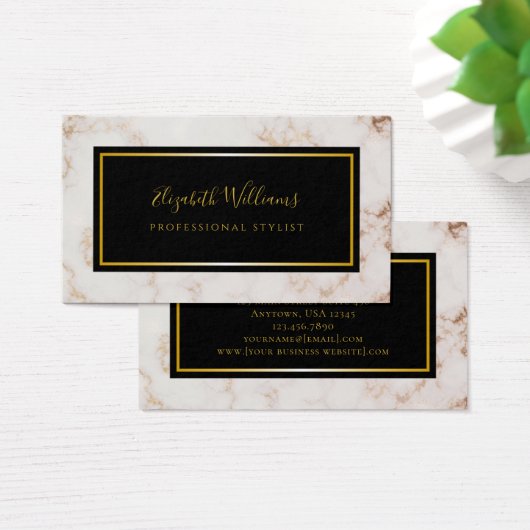 Stylist-Visitenkarten für Rosa Schwarzes Marmor (Schreibtisch)