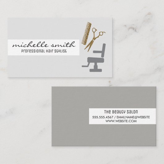 Stylist-Vorsitzende Comb Shears Visitenkarte (Vorne/Hinten)