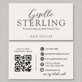 Stylist White Script Modern QR Code Visitenkarte