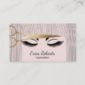Stylistin Gold Schere & Girl Salon Rosa Rosa Visitenkarte (Vorderseite)