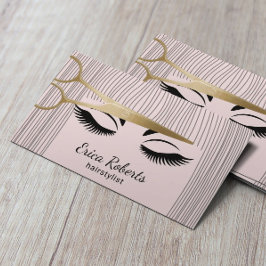 Stylistin Gold Schere & Girl Salon Rosa Rosa Visitenkarte