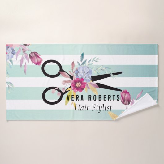 Stylistin Goldschere Blumen & Schönheitssalon Badehandtuch (Badehandtuch)