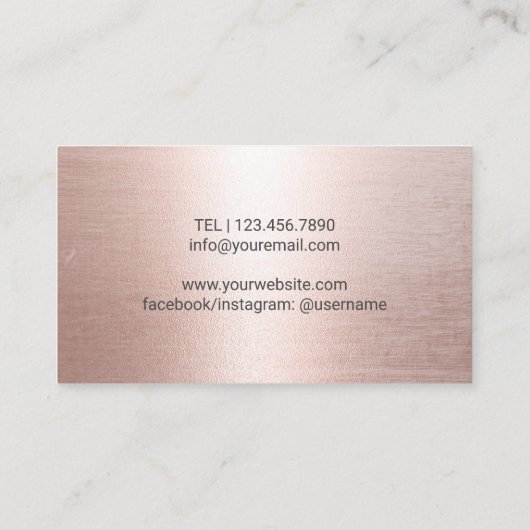 Stylistin Goldschere & Girl Salon Rose Gold Visitenkarte (Rückseite)