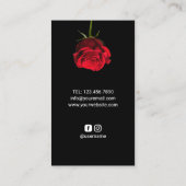 Stylistin Goldschere & Rote Rose Blume Salon Visitenkarte (Rückseite)