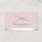 Stylistin Silber Schere Blush Rose Gold Visitenkarte (Vorderseite)