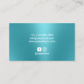 Stylistin Türkis Silberne Tropfen Schönheitssalon Visitenkarte (Rückseite)