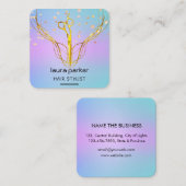 Stylistische Goldschere Lila Elegante Salon Quadratische Visitenkarte (Vorne/Hinten)