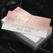 Stylistische Pastel Rose Goldener Salon Empfehlungskarte
