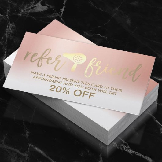 Stylistische Pastel Rose Goldener Salon Empfehlungskarte