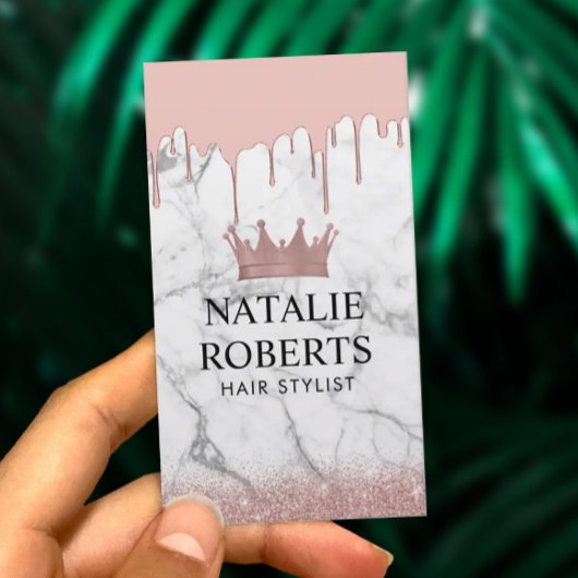 Stylistische Rose Gold Crown Marble Tropfen & Marm Terminkarte