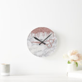 Stylistische Rose Gold Glitzer Scheren Marmor Runde Wanduhr (Zuhause)