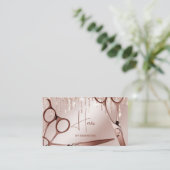 Stylistische Rose Gold moderne Typografie-Schere Visitenkarte (Stehend Vorderseite)