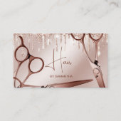 Stylistische Rose Gold moderne Typografie-Schere Visitenkarte (Vorderseite)