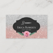 Stylistische Rose Gold & Silver Glitzer Haarlatte Visitenkarte (Vorderseite)