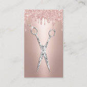 Stylistische Rose Gold Tropfen Diamantschere Salon Visitenkarte (Vorderseite)