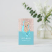 Stylistische Rose Gold & Türkis Splash Schere Visitenkarte (Stehend Vorderseite)