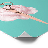 Stylistische Rose Goldschere & Blume Aquamariner S Poster (Ecke)