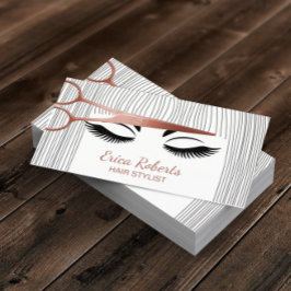 Stylistische Rose Goldschere & Girl Haarsalon Visitenkarte