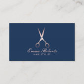 Stylistische Rose Goldschere Navy Ernennung Terminkarte (Vorderseite)