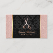 Stylistische Schere Elegante Rose Gold Glitzer Visitenkarte (Vorderseite)