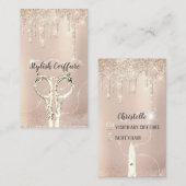 Stylistischer Tropfen Glitzer Coiffure Goldschere Visitenkarte (Vorne/Hinten)