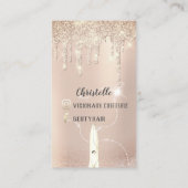 Stylistischer Tropfen Glitzer Coiffure Goldschere Visitenkarte (Rückseite)
