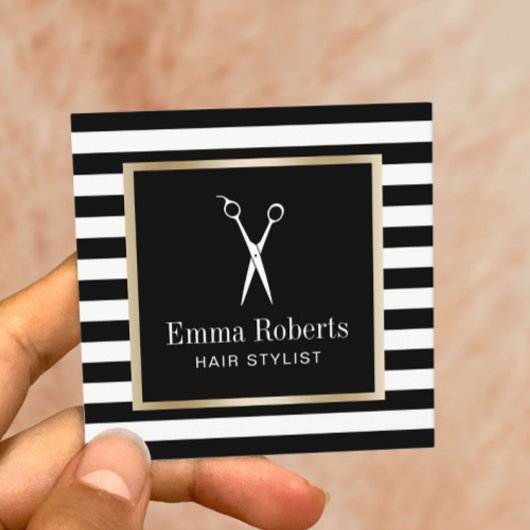 Stylistisches Logo für die Haarstühle Moderne Schw Quadratische Visitenkarte