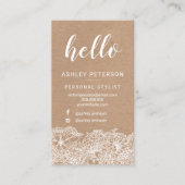 Stylistweißhallo Blumenkraftpapier-Typografie Visitenkarte (Vorderseite)