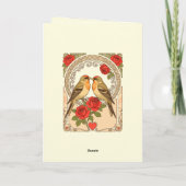 Stylized Birds and Red Roses Art Nouveau Karte (Rückseite)