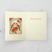 Stylized Birds and Red Roses Art Nouveau Karte (Innenseite)